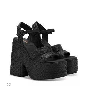 Larroude Rafia Woven Platform Sandals 6.5